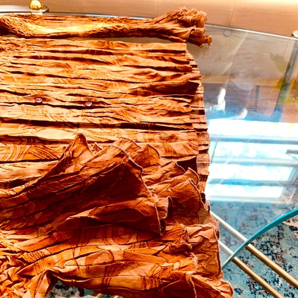 ✨ Komarov✨ Tan-Bronze Ombre V-Neck Blouse W/Double Layered Bell Sleeves - Picture 6 of 9